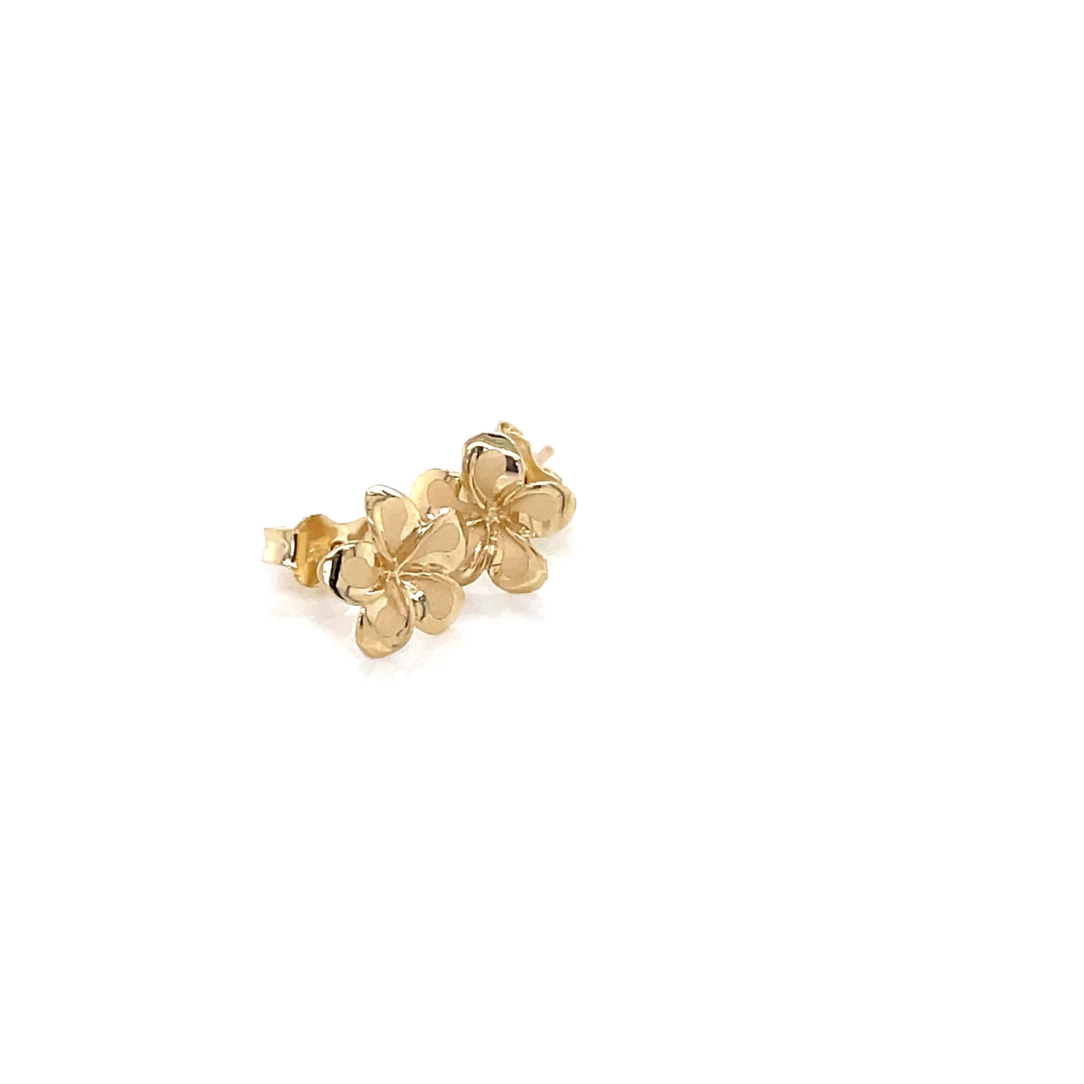 14 kt Yellow Gold Women's Flower Earrings with Friction Posts