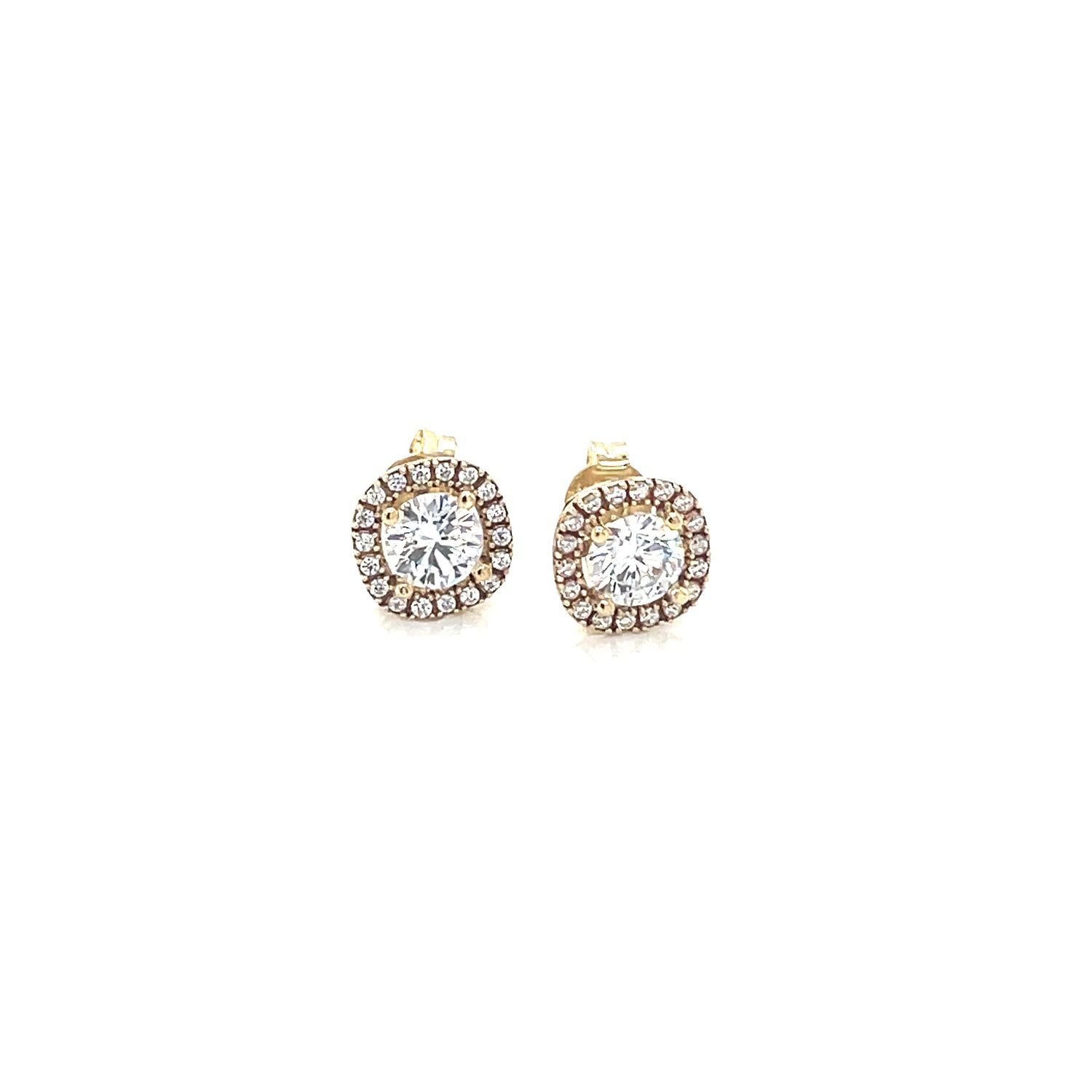 14kt Yellow Gold Women's Earrings with Cubic Zirconia Stone