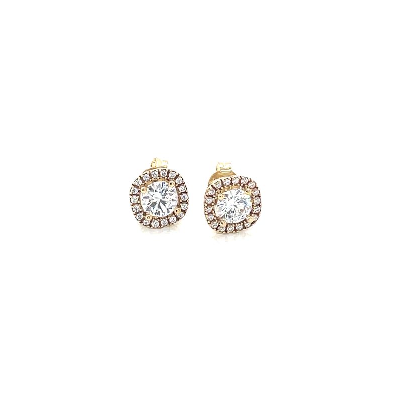 14kt Yellow Gold Women's Earrings with Cubic Zirconia Stone