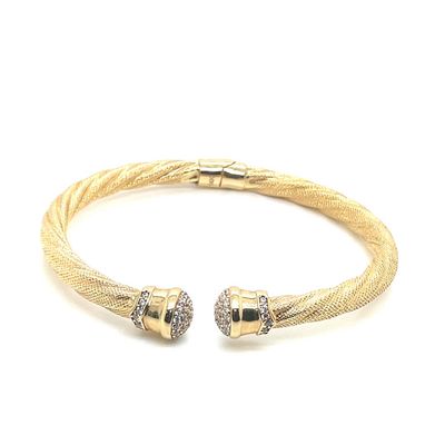 14kt Yellow Gold Women's Bangle with Cubic Zirconia Stone