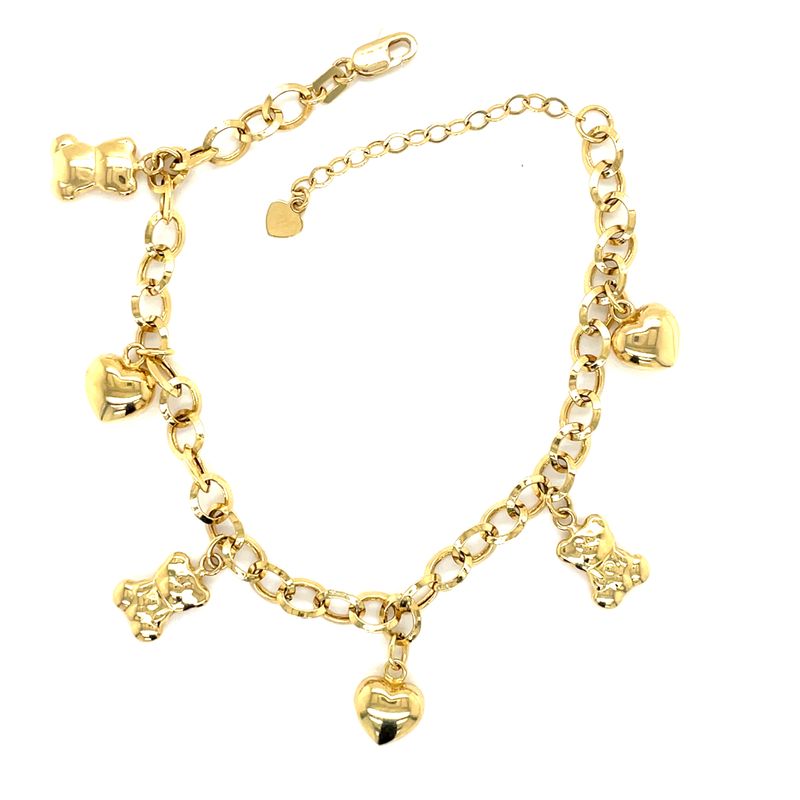 14kt Yellow Gold Women's Bracelet with Charm and Lobster Clasp