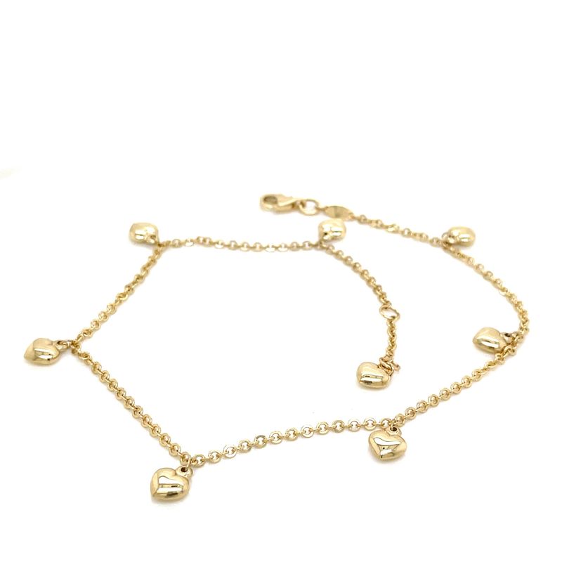 14kt Yellow Gold Anklet with Charm and Lobster Clasp