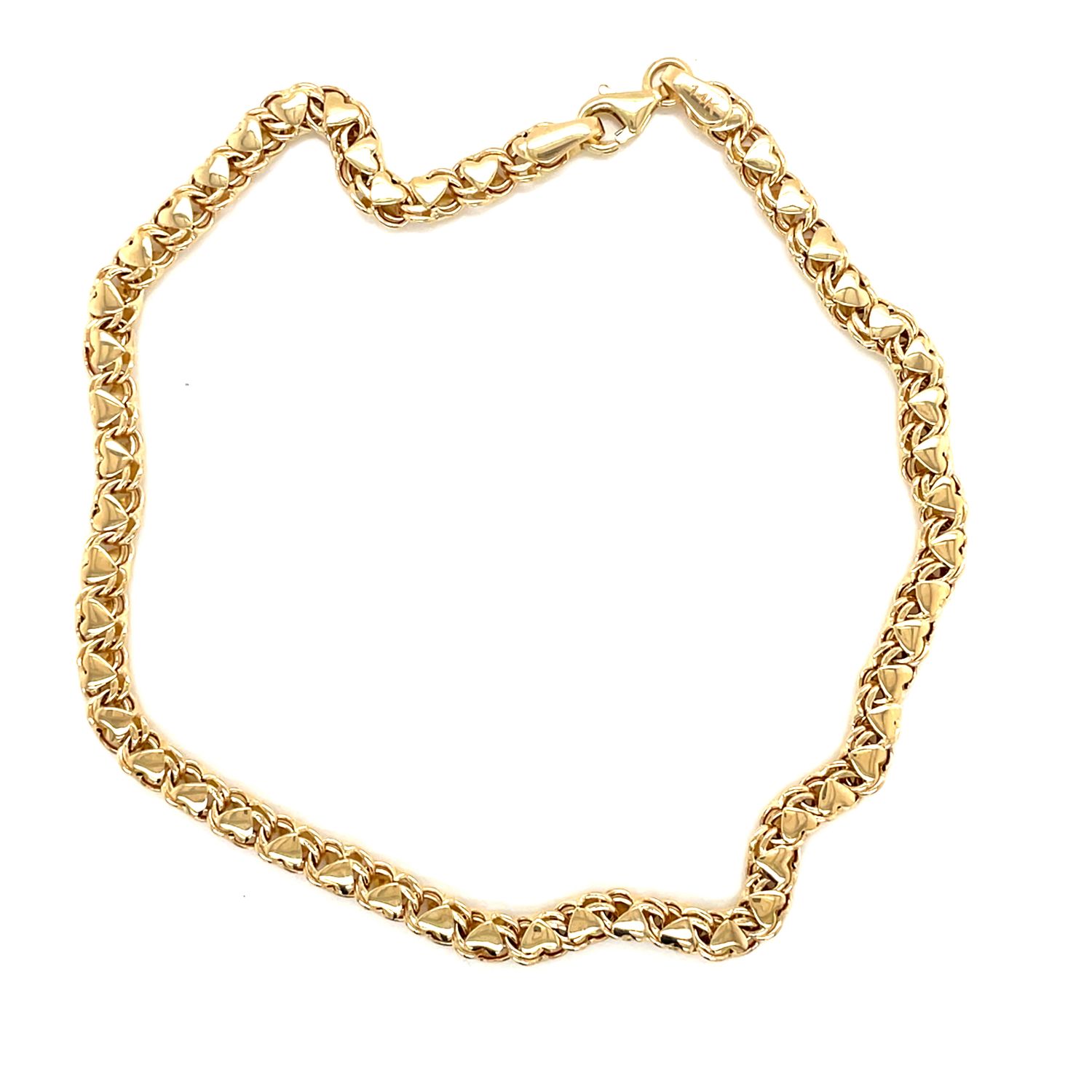 14kt Yellow Gold Heart Anklet