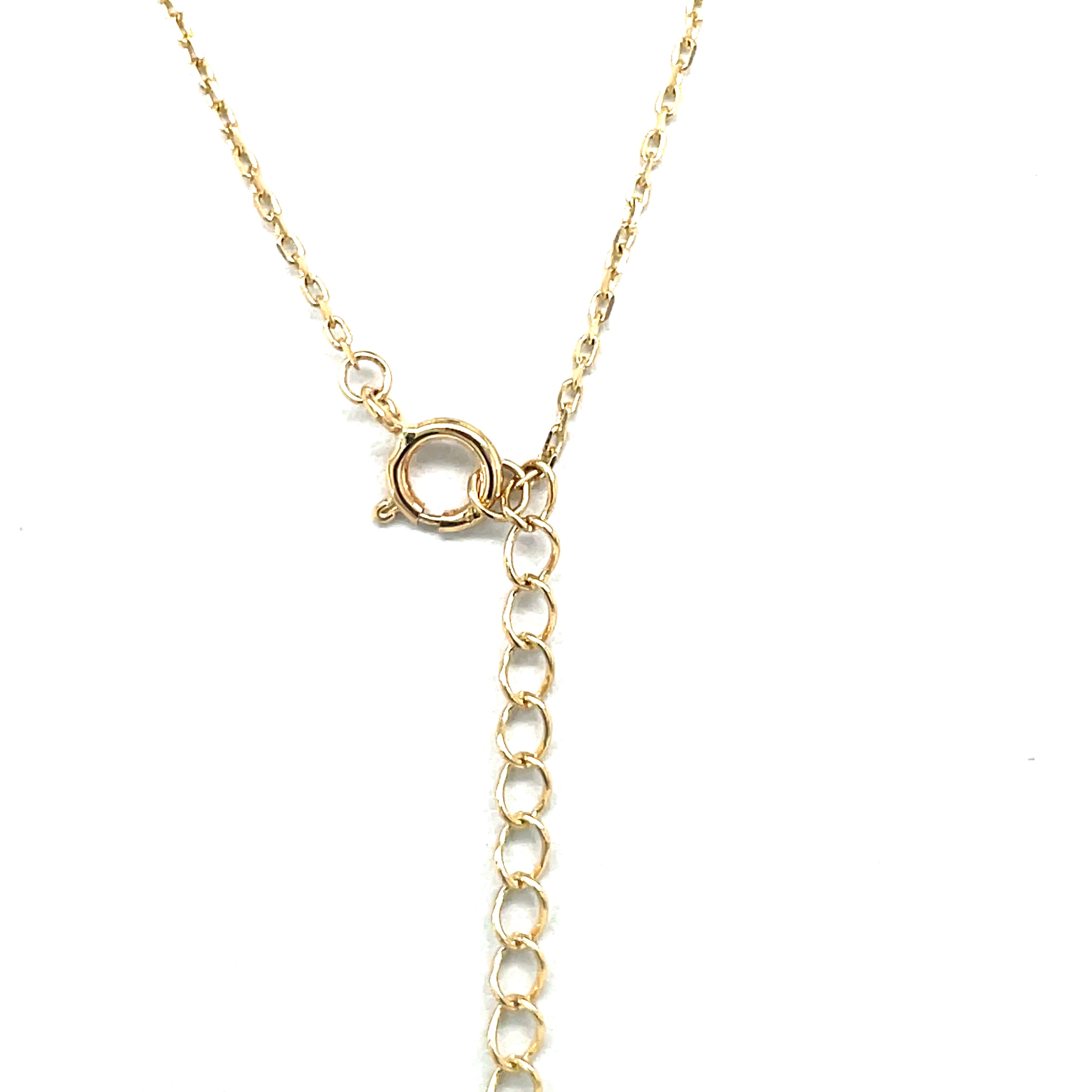 14kt Yellow Gold Women's Flower Necklace with White Cubic Zirconia Stone