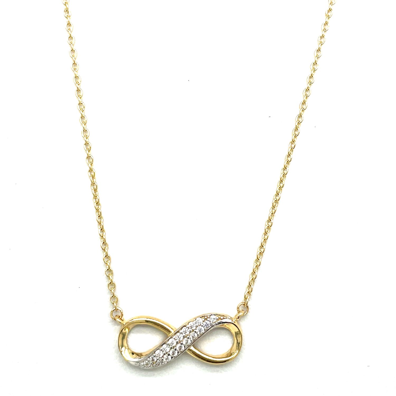 14kt Yellow Gold Women's Infinity Necklace with Cubic Zirconia Stone