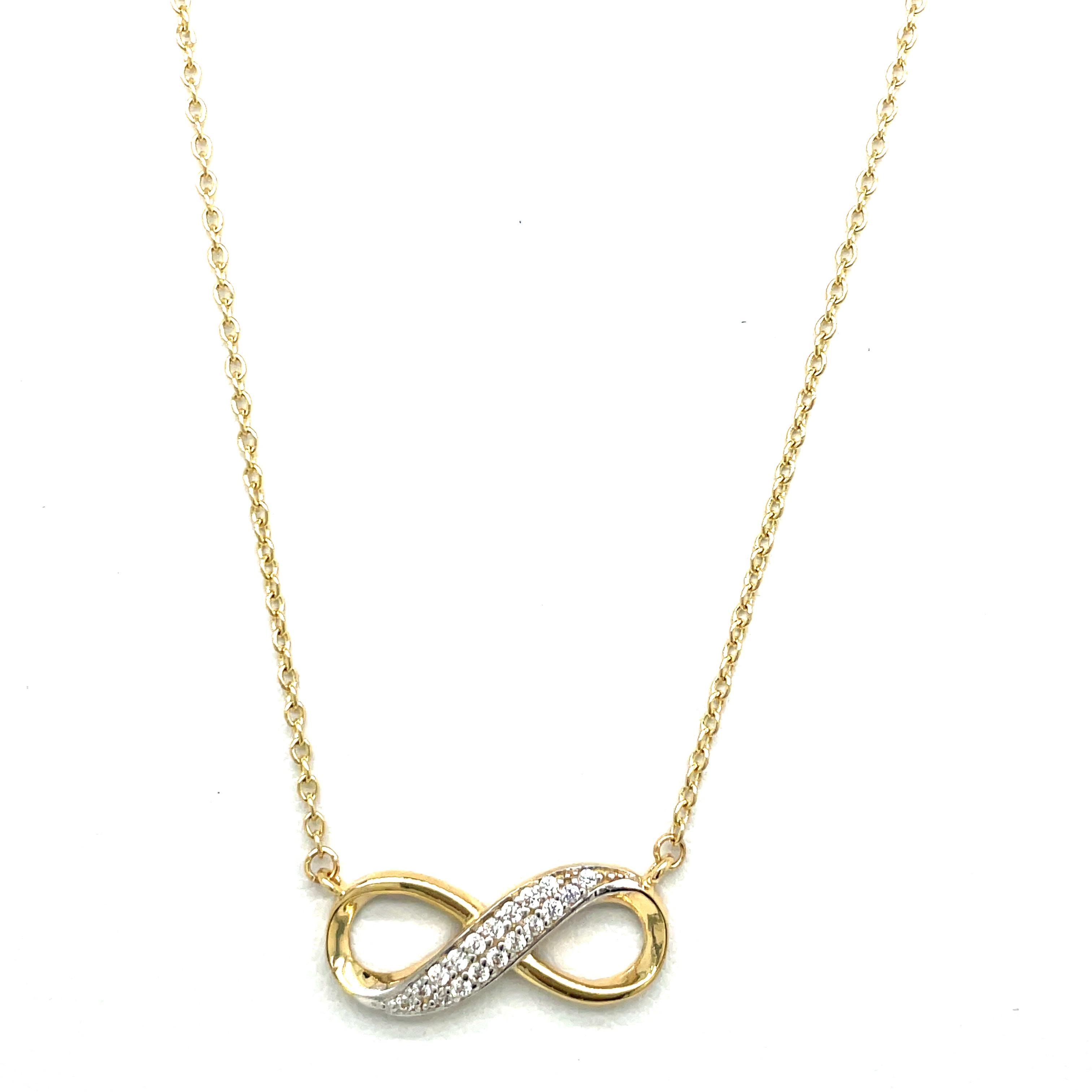 14kt Yellow Gold Women's Infinity Necklace with Cubic Zirconia Stone