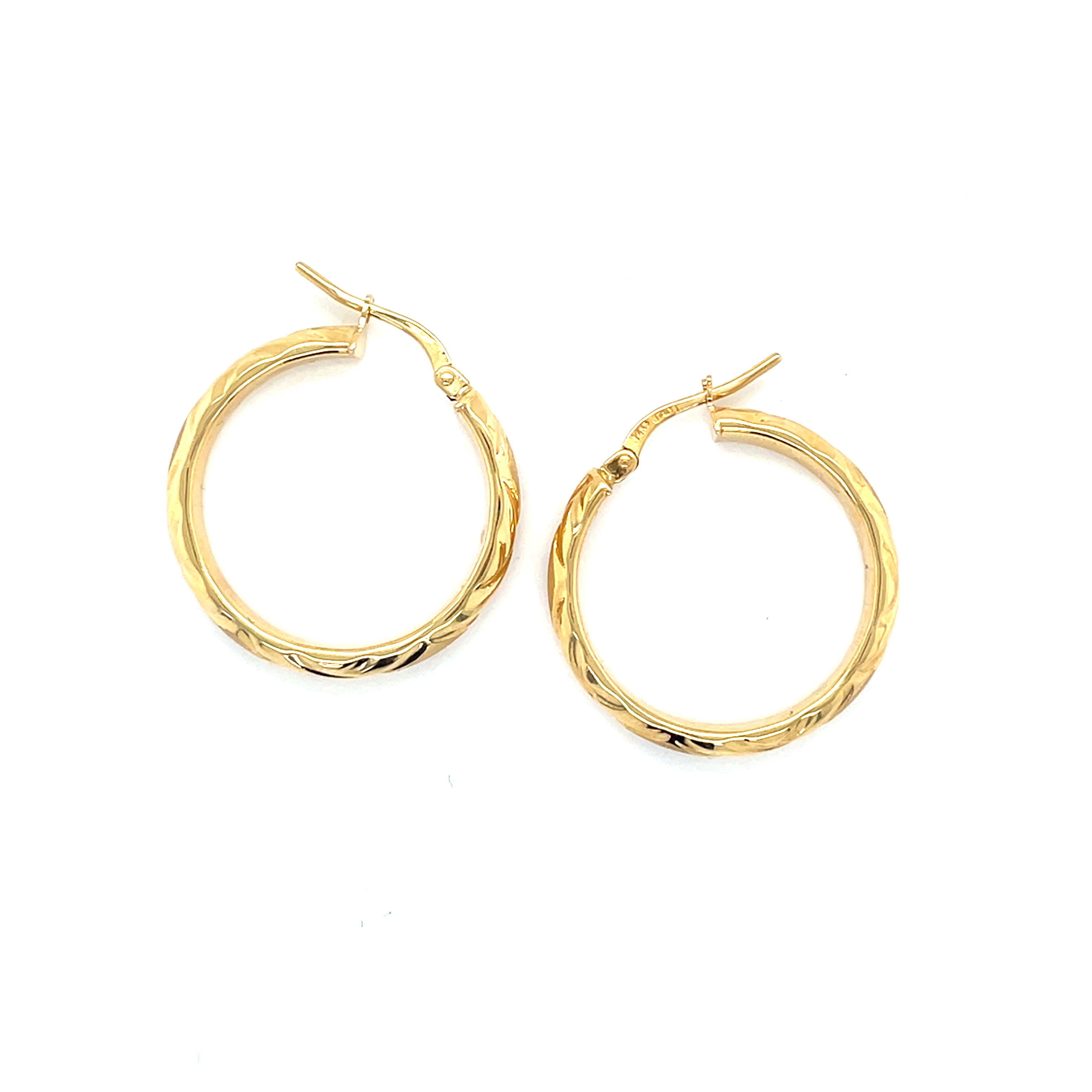 Engraved 14kt Yellow Gold Half Round Hoop Earring