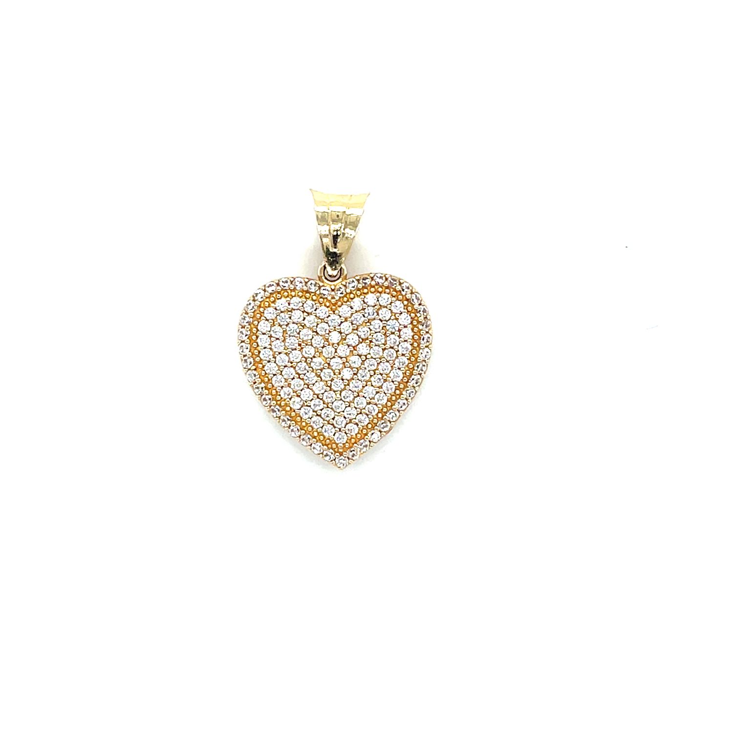 14kt Yellow Gold Women's Heart Pendant with White Cubic Zirconia Stone
