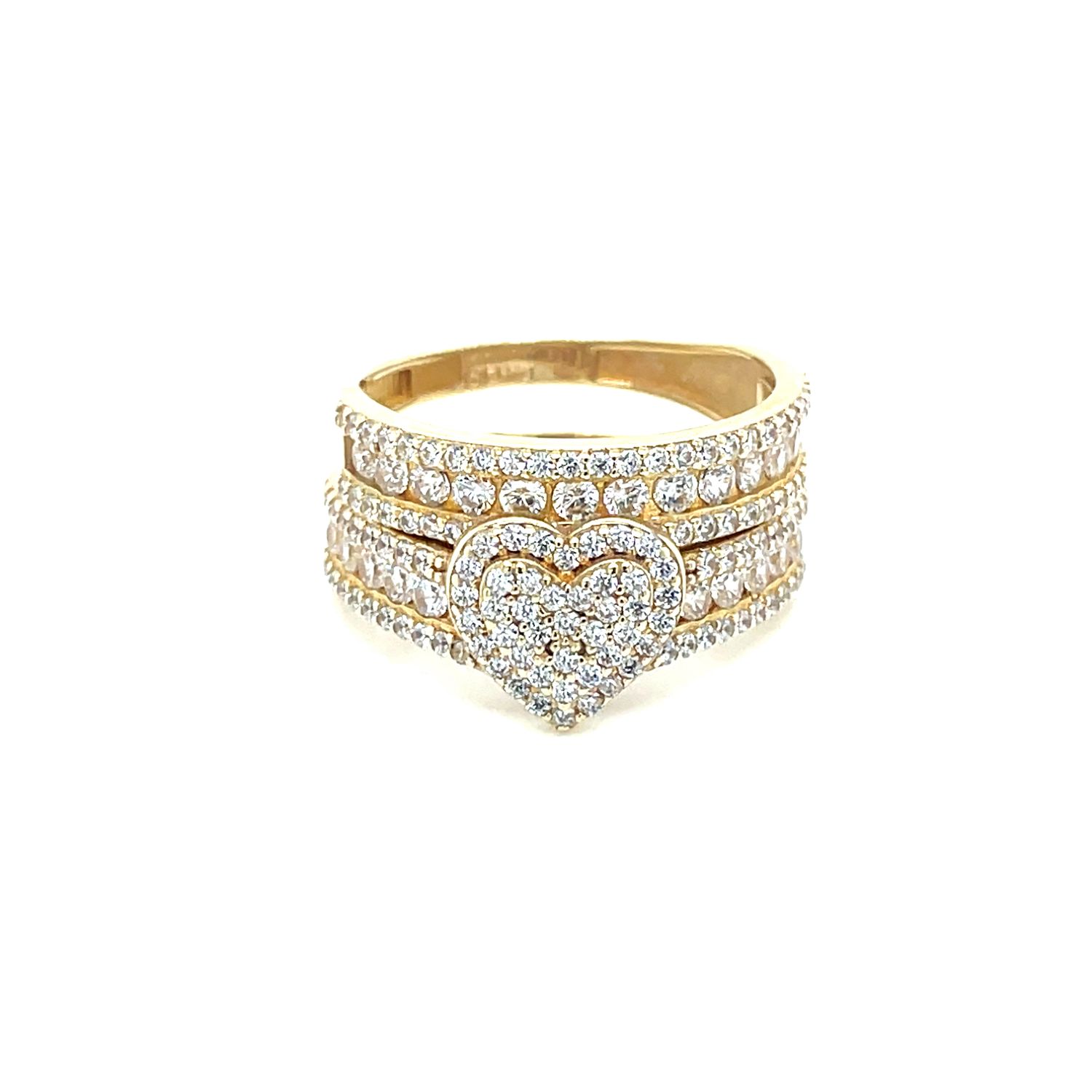 14kt Yellow Gold Heart Engagement Ring with Cubic Zirconia Stone