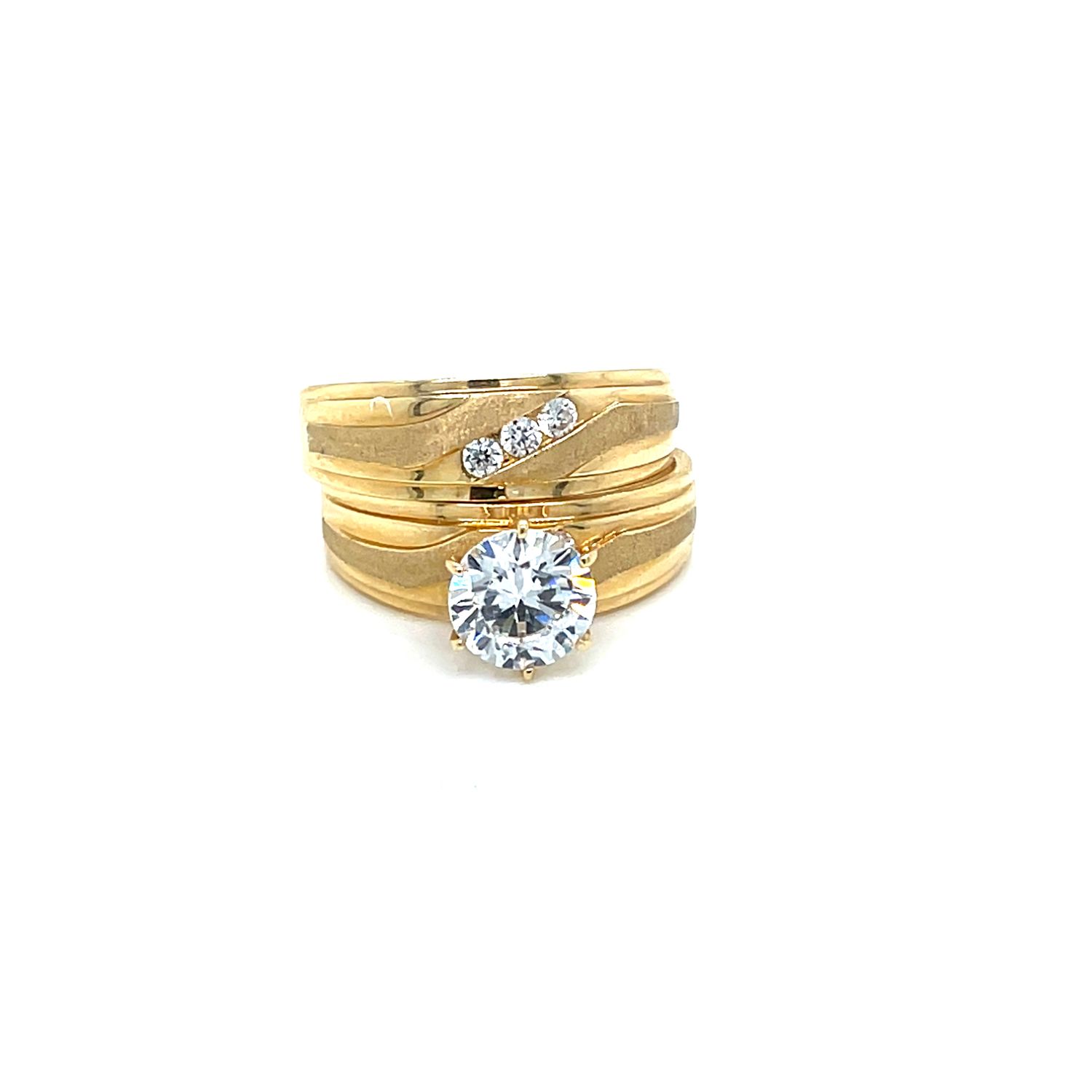 14kt Yellow Gold Engagement Ring with Cubic Zirconia Stone