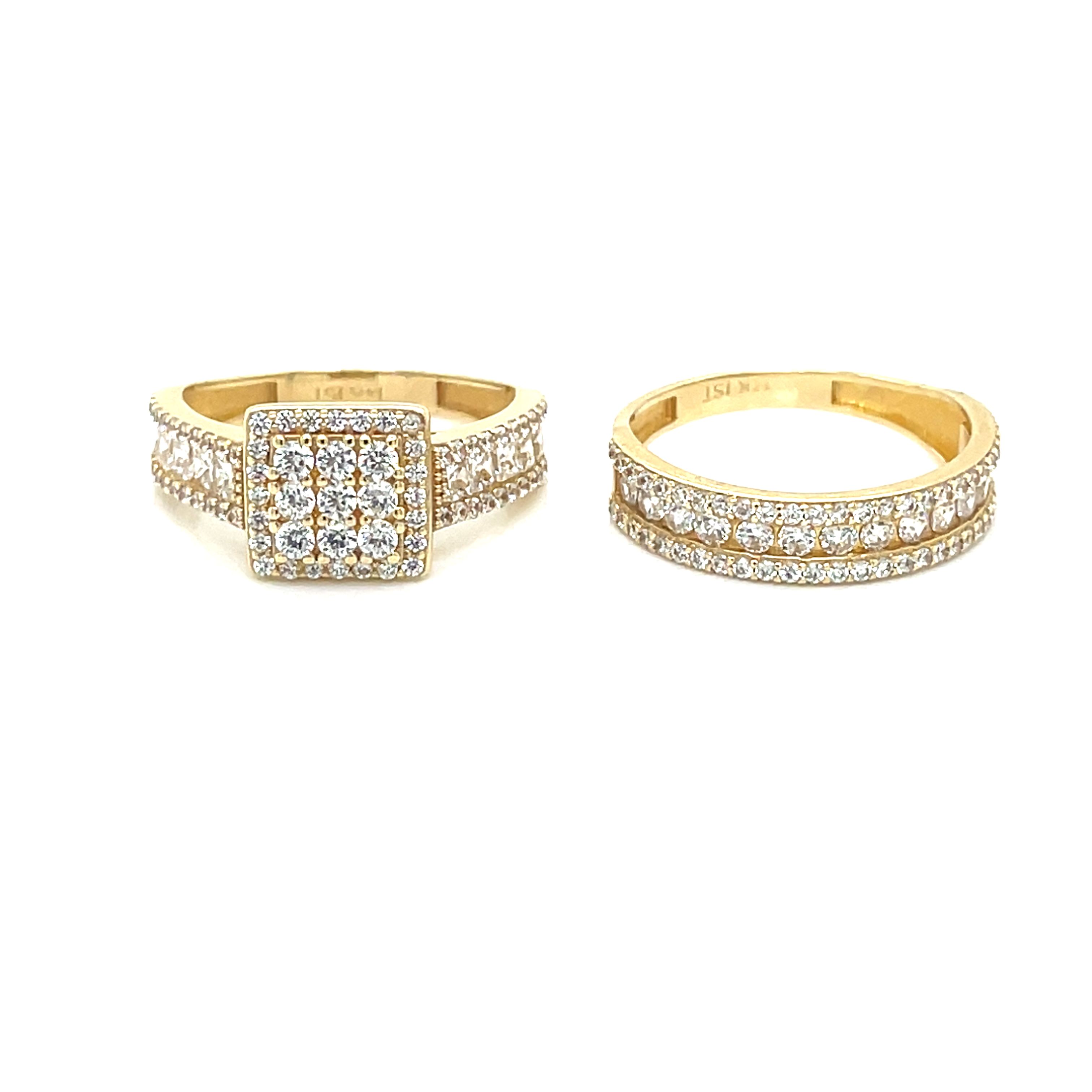 14kt Yellow Gold Square Engagement Ring with Cubic Zirconia Stone