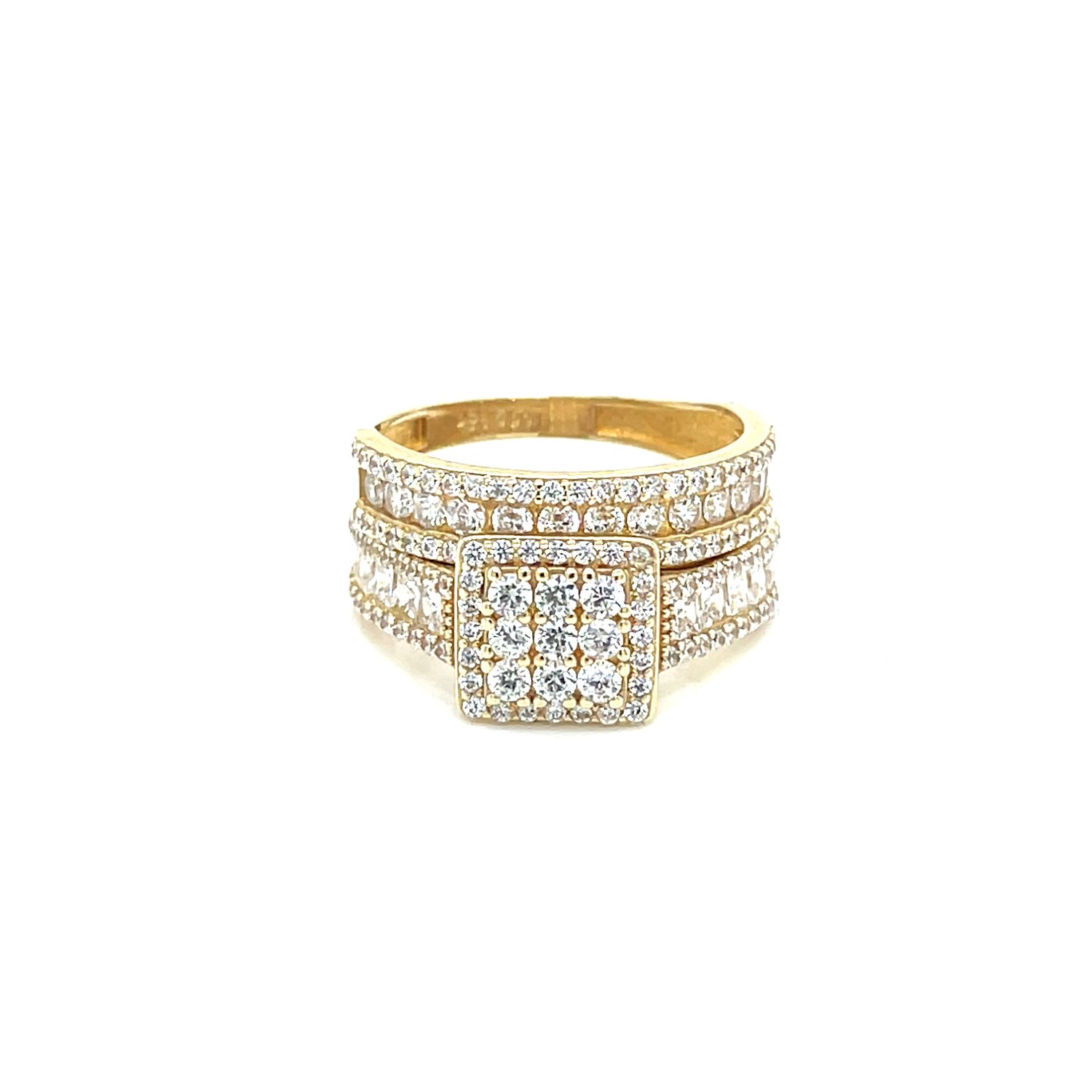 14kt Yellow Gold Square Engagement Ring with Cubic Zirconia Stone