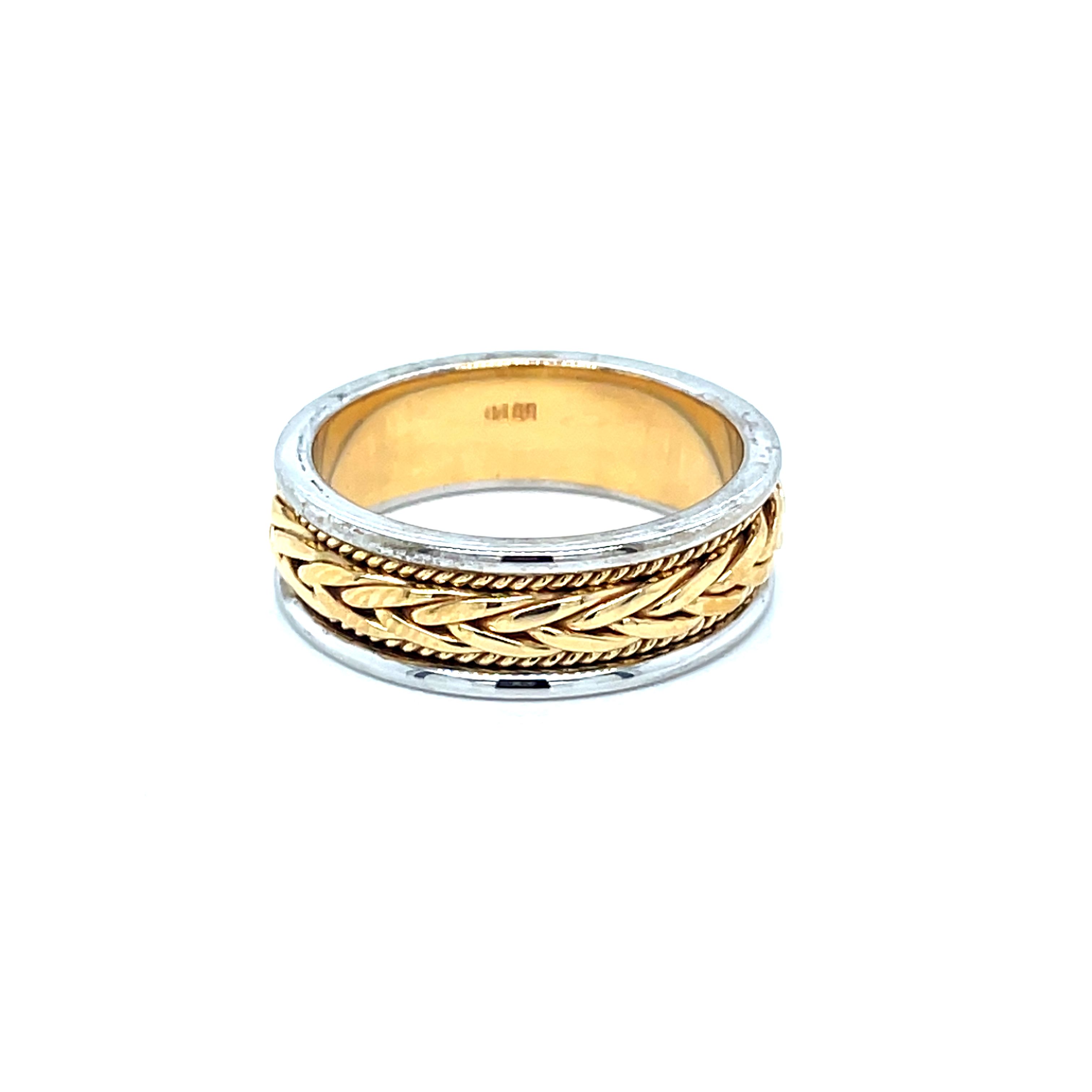 14kt Yellow and White Gold Men's Wedding Band Ring