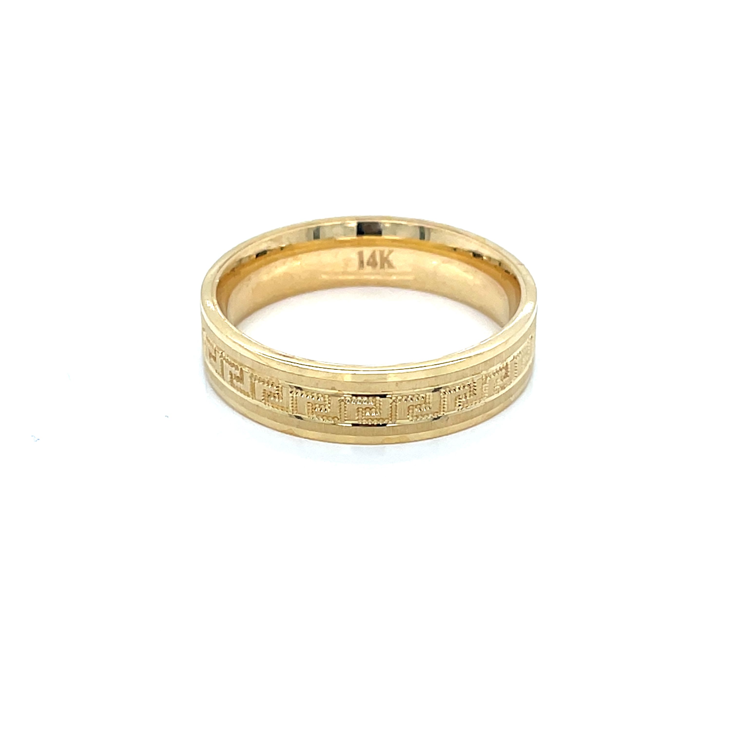 14kt Yellow Gold Greek Key Wedding Band Ring