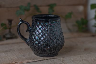 Black pearl, Ceramic Mug, Dragon scale mug, Handmade pottery