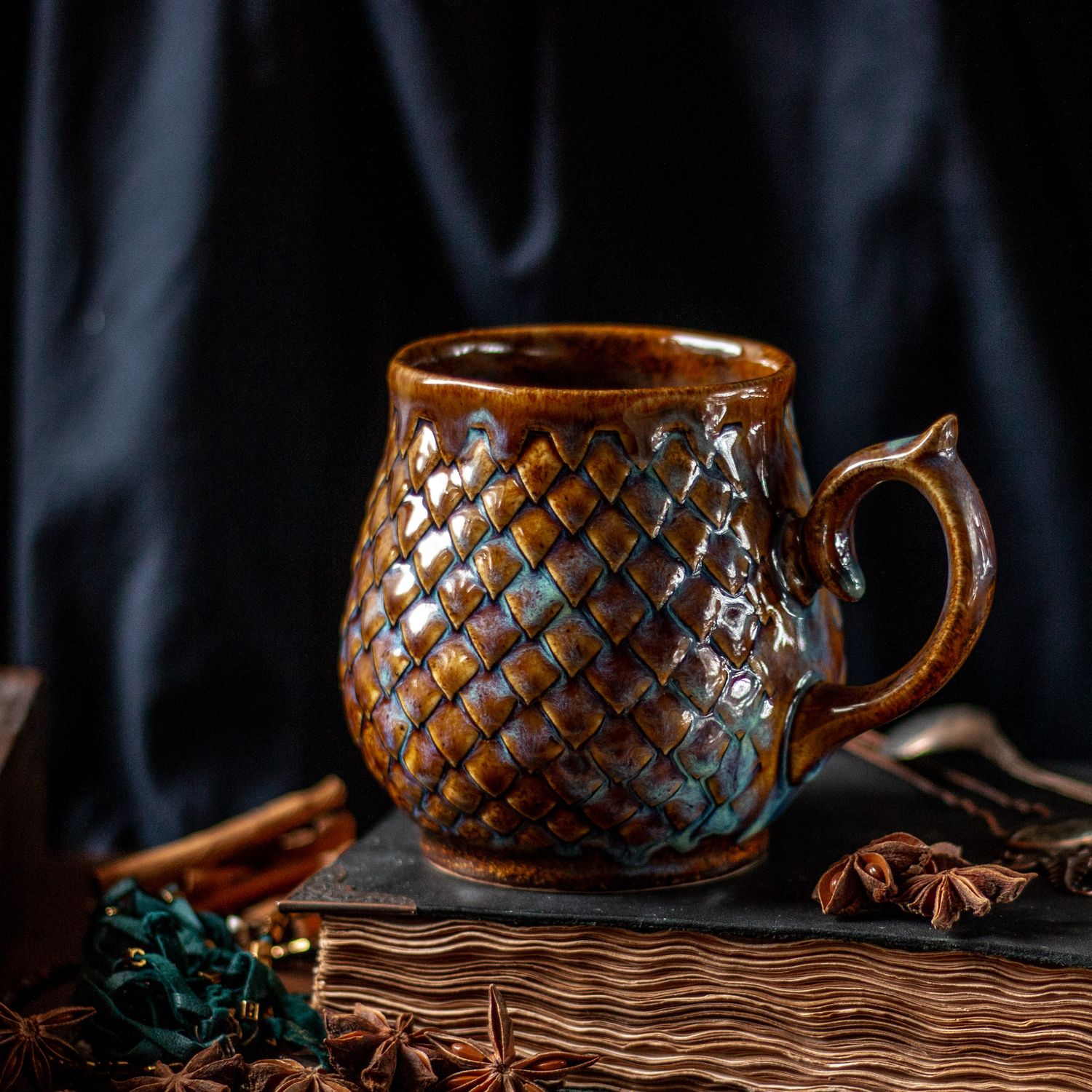 Old Dragon, Ceramic Mug, Dragon scale mug, Handmade pottery