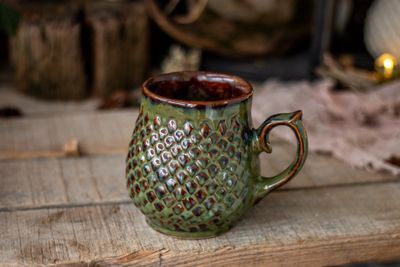 Swamp Dragon, Ceramic Mug, Dragon scale mug, Handmade pottery
