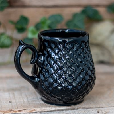 Black Dragon, Ceramic Mug, Dragon scale mug, Handmade pottery