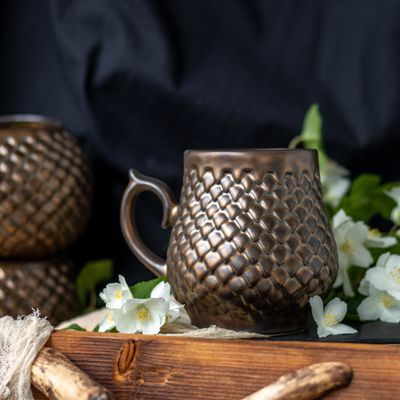 Golden Dragon, Ceramic Mug, Dragon scale mug, Handmade pottery