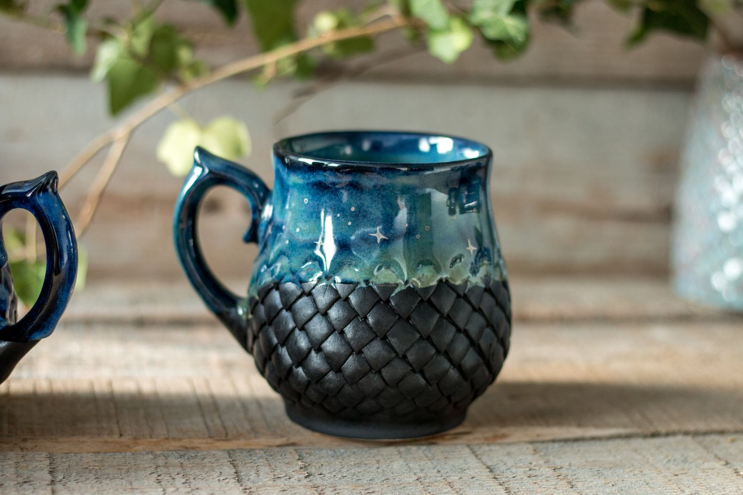 Northen Light Dragon, Ceramic Mug, Dragon scale mug, Handmade pottery