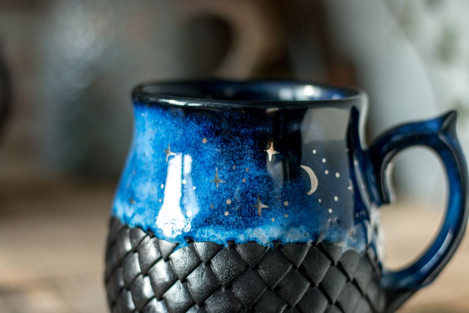 Galaxy Dragon, Ceramic Mug, Dragon scale mug, Handmade pottery
