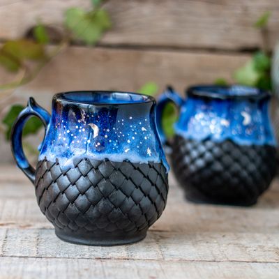 Galaxy Dragon, Ceramic Mug, Dragon scale mug, Handmade pottery