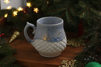 Day Dragon, Ceramic Mug, Dragon scale mug, Handmade pottery