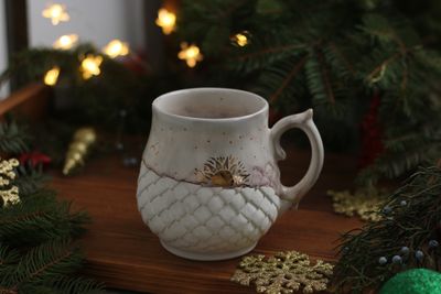 Day Dragon, Ceramic Mug, Dragon scale mug, Handmade pottery