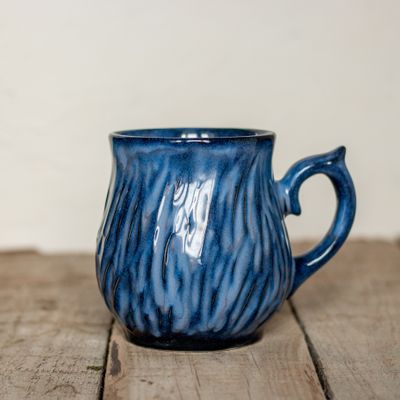 Ceramic Mug, Carved Mug, Handmade pottery