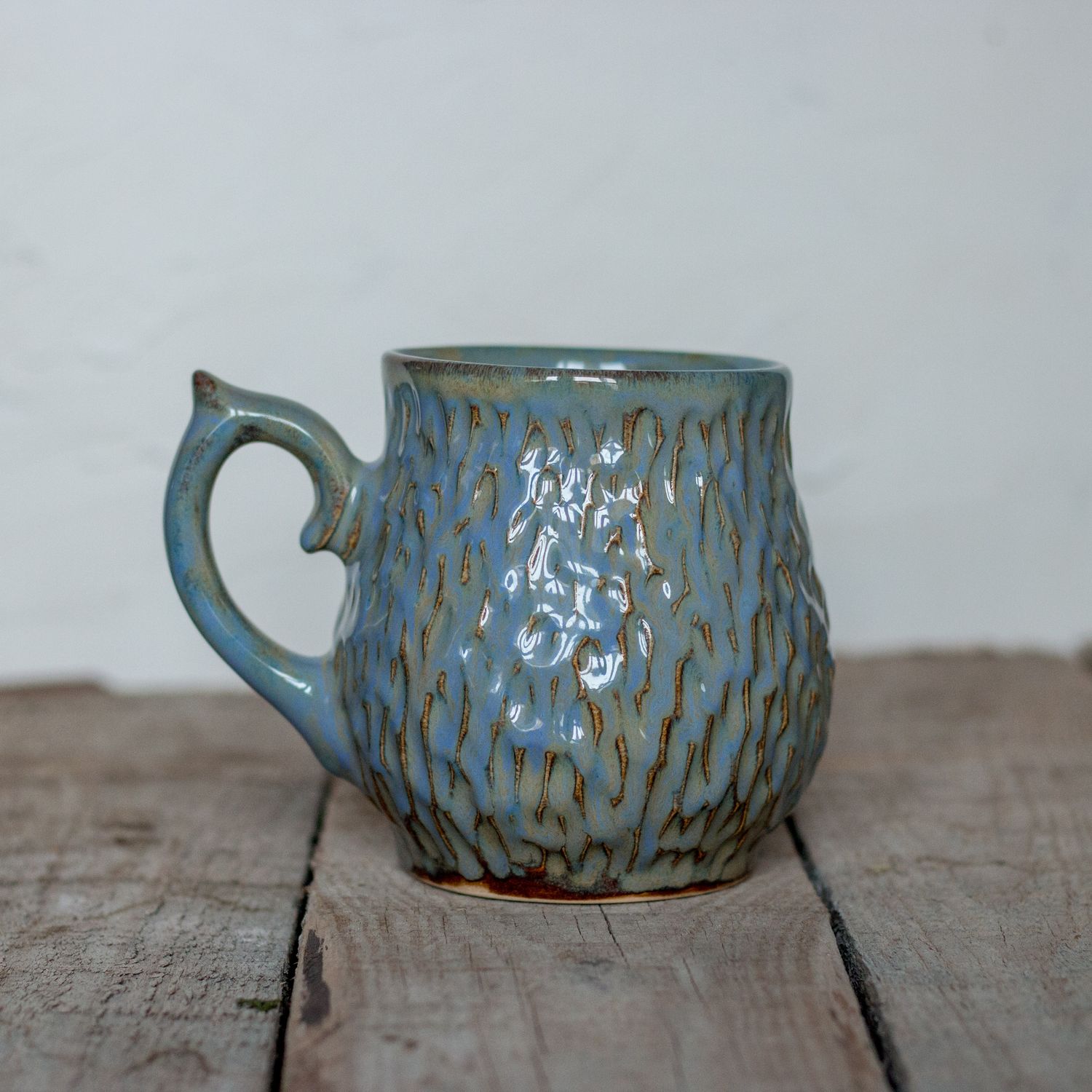 Ceramic Mug, Carved Mug, Handmade pottery