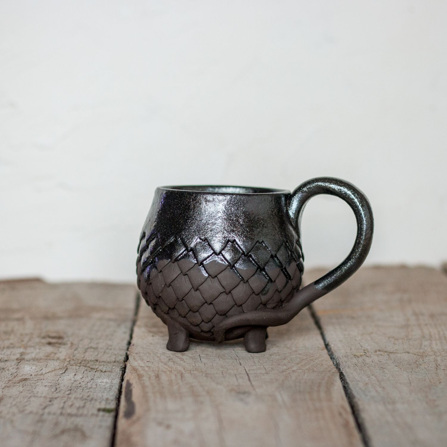 Ceramic Mug, Dragon scale mug, Handmade pottery