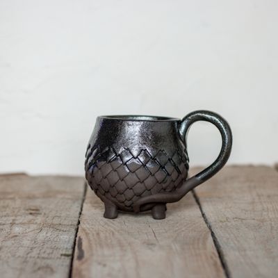Ceramic Mug, Dragon scale mug, Handmade pottery