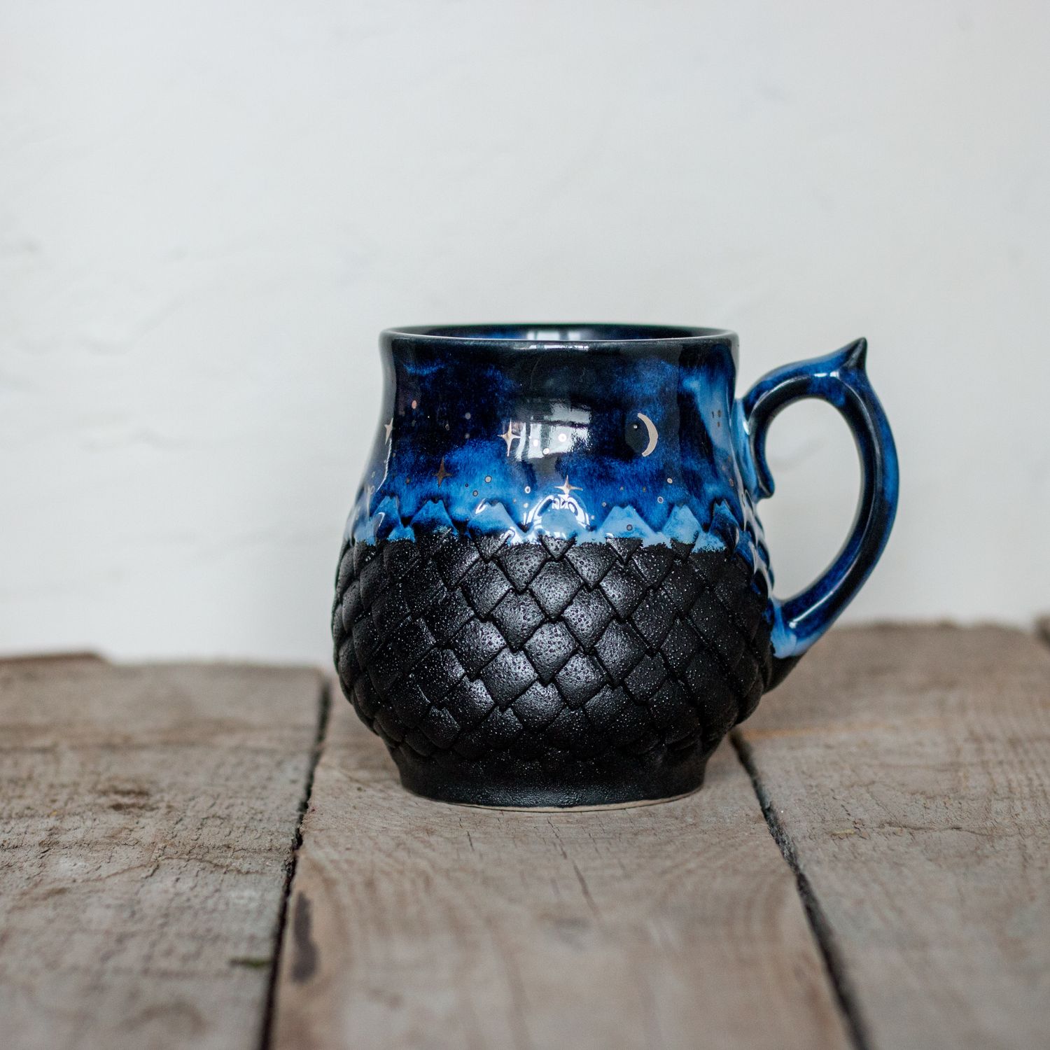 Ceramic Mug, Dragon scale mug, Handmade pottery