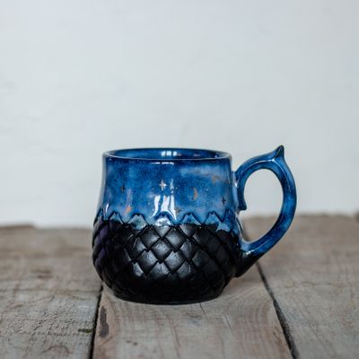 Ceramic Mug, Dragon scale mug, Handmade pottery