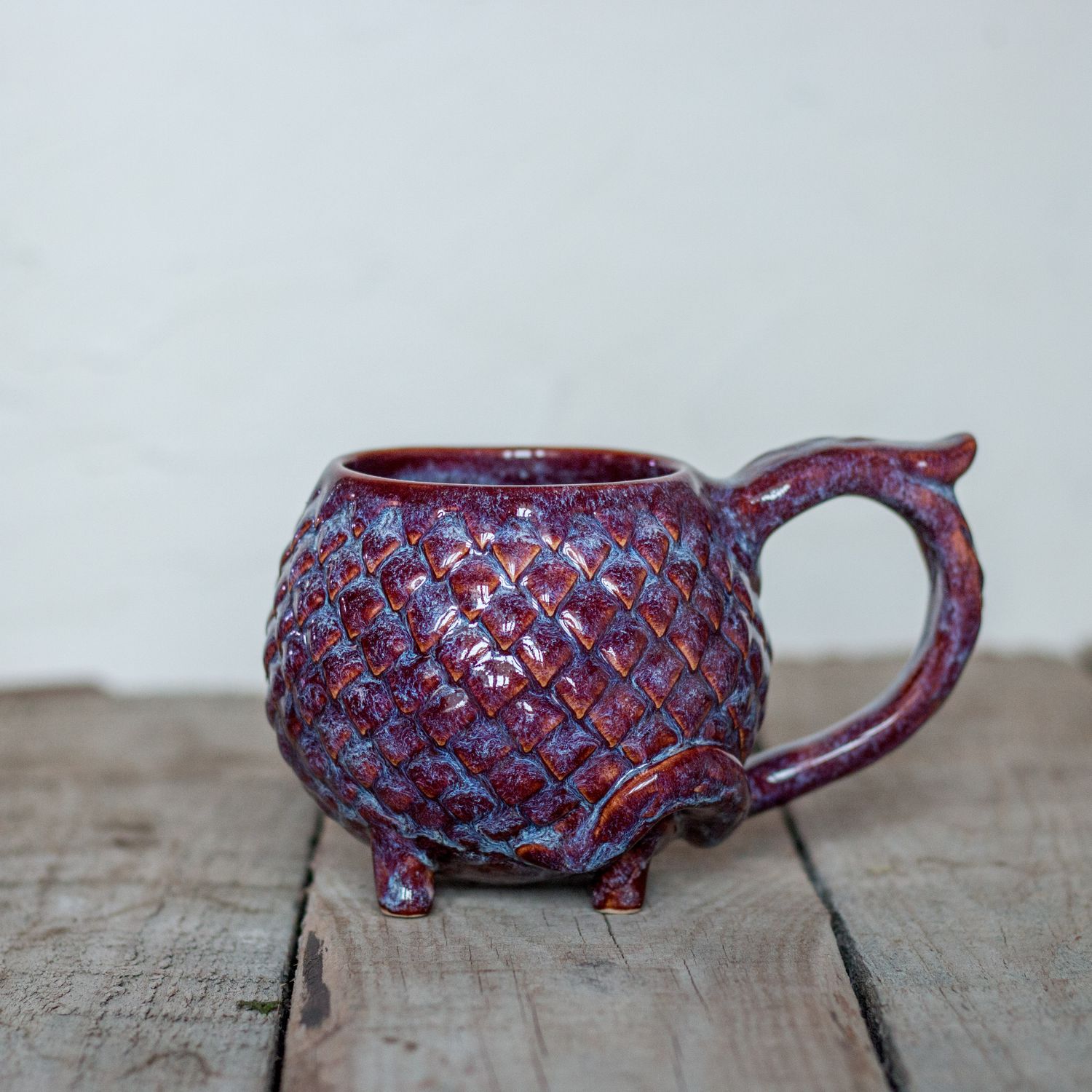 Ceramic Mug, Dragon scale mug, Handmade pottery