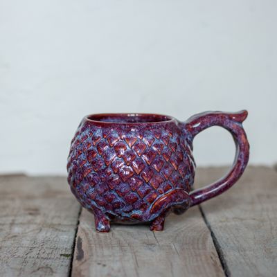 Ceramic Mug, Dragon scale mug, Handmade pottery