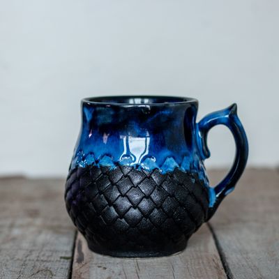Ceramic Mug, Dragon scale mug, Handmade pottery