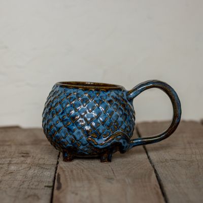 Ceramic Mug, Dragon scale mug, Handmade pottery