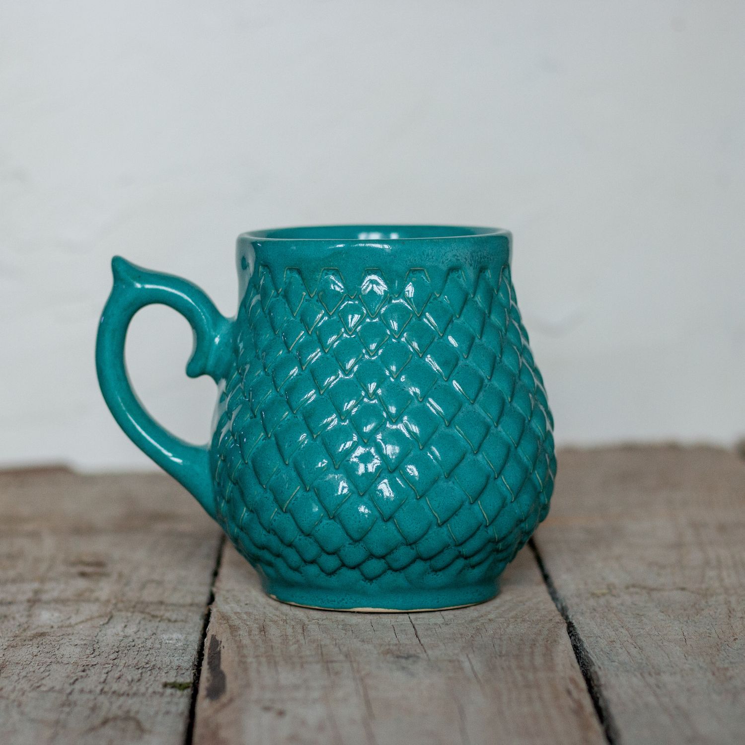 Ceramic Mug, Dragon scale mug, Handmade pottery
