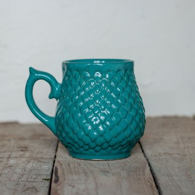 Ceramic Mug, Dragon scale mug, Handmade pottery
