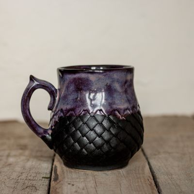 Ceramic Mug, Dragon scale mug, Handmade pottery