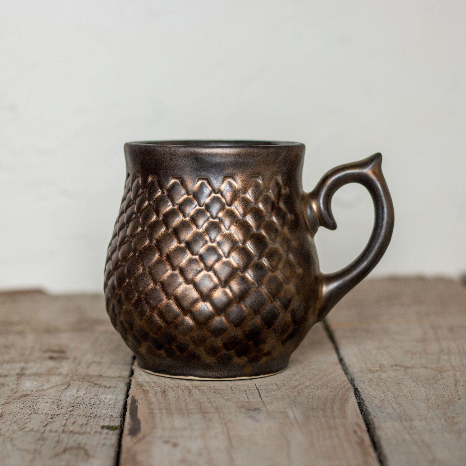 Ceramic Mug, Dragon scale mug, Handmade pottery