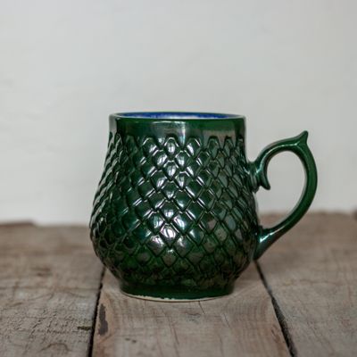 Ceramic Mug, Dragon scale mug, Handmade pottery