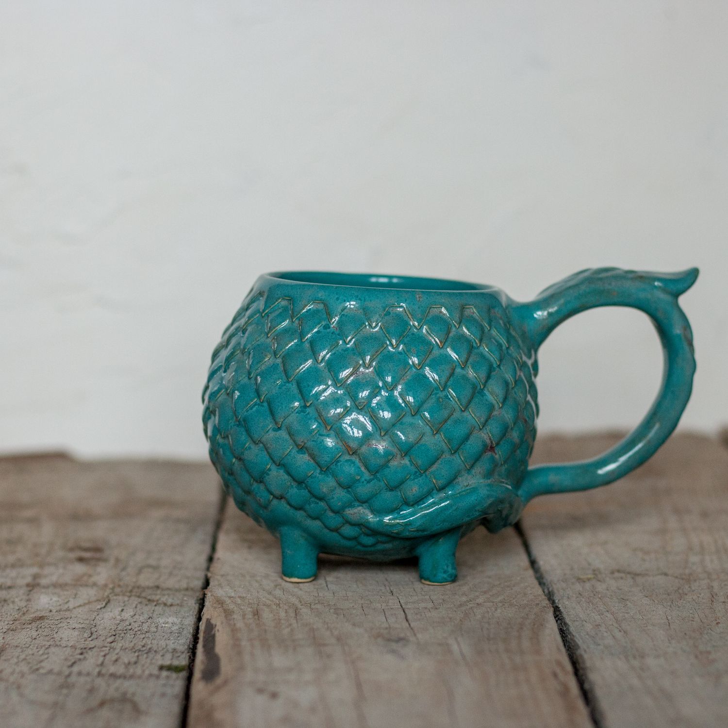 Ceramic Mug, Dragon scale mug, Handmade pottery