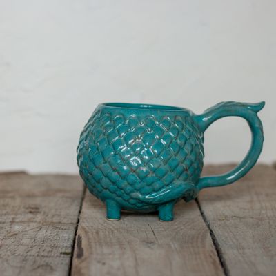 Ceramic Mug, Dragon scale mug, Handmade pottery