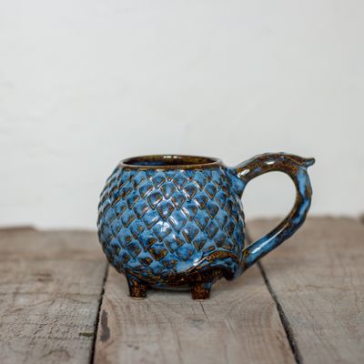 Ceramic Mug, Dragon scale mug, Handmade pottery