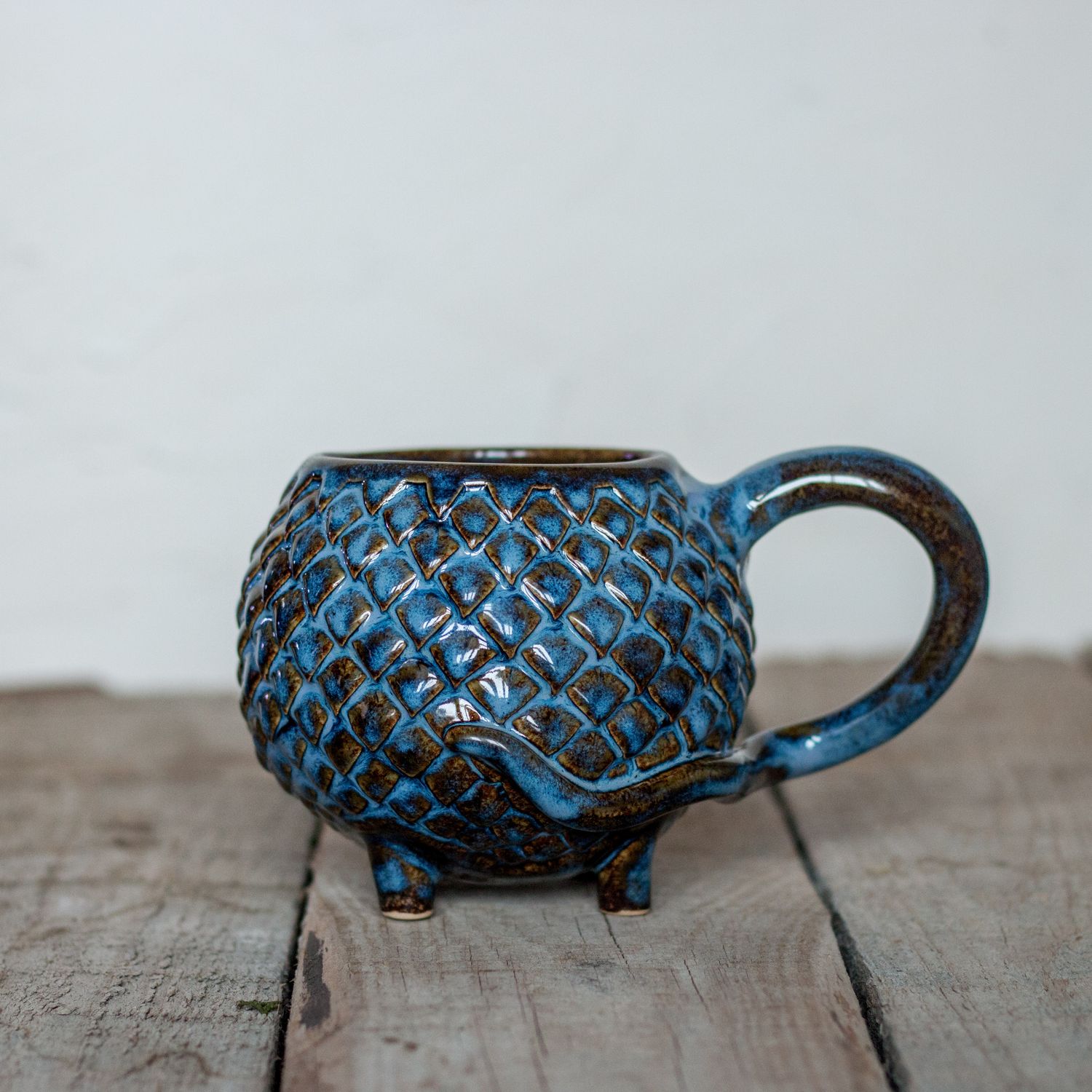 Ceramic Mug, Dragon scale mug, Handmade pottery