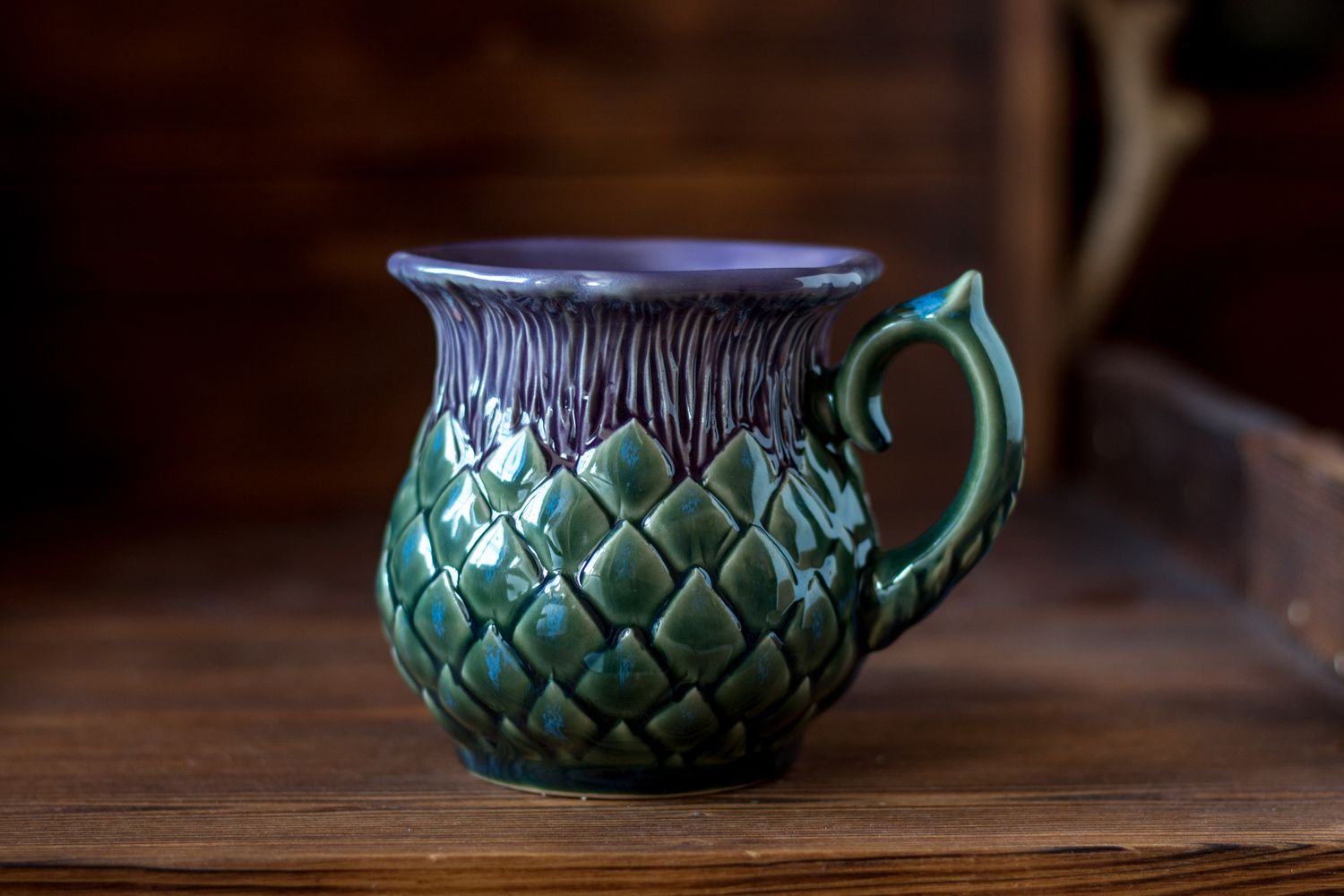 Thistle mug, Handmade pottery