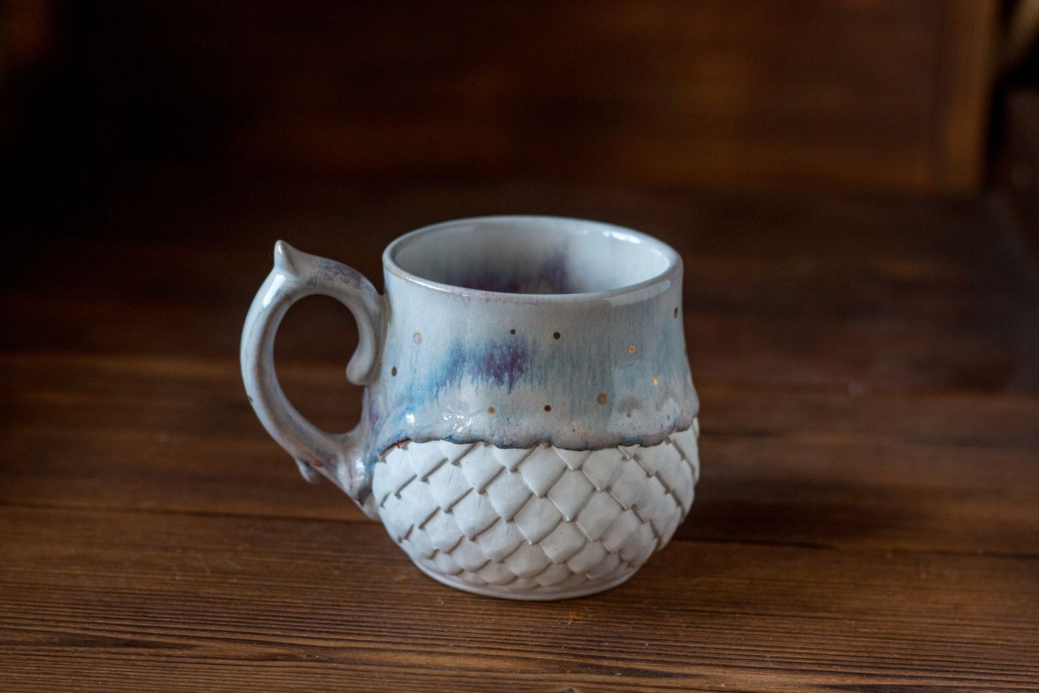 Day Dragon, Ceramic Mug, Dragon scale mug, Handmade pottery