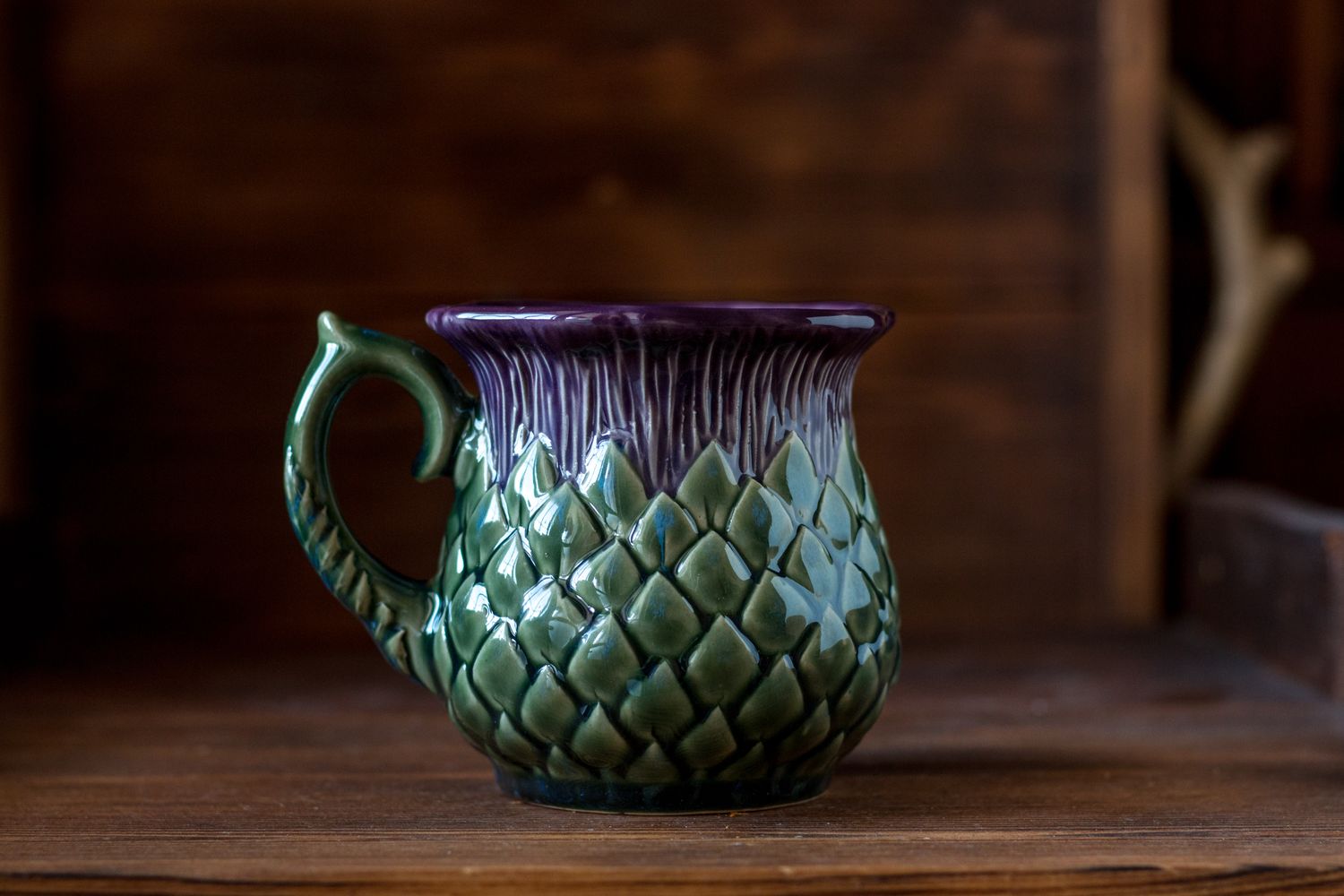 Thistle mug, Handmade pottery